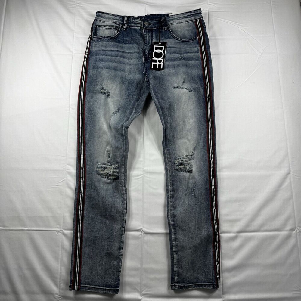 DOPE Academy Taper Stretch Jeans Men 32x30* Distress Slim Comfort Urban NWT